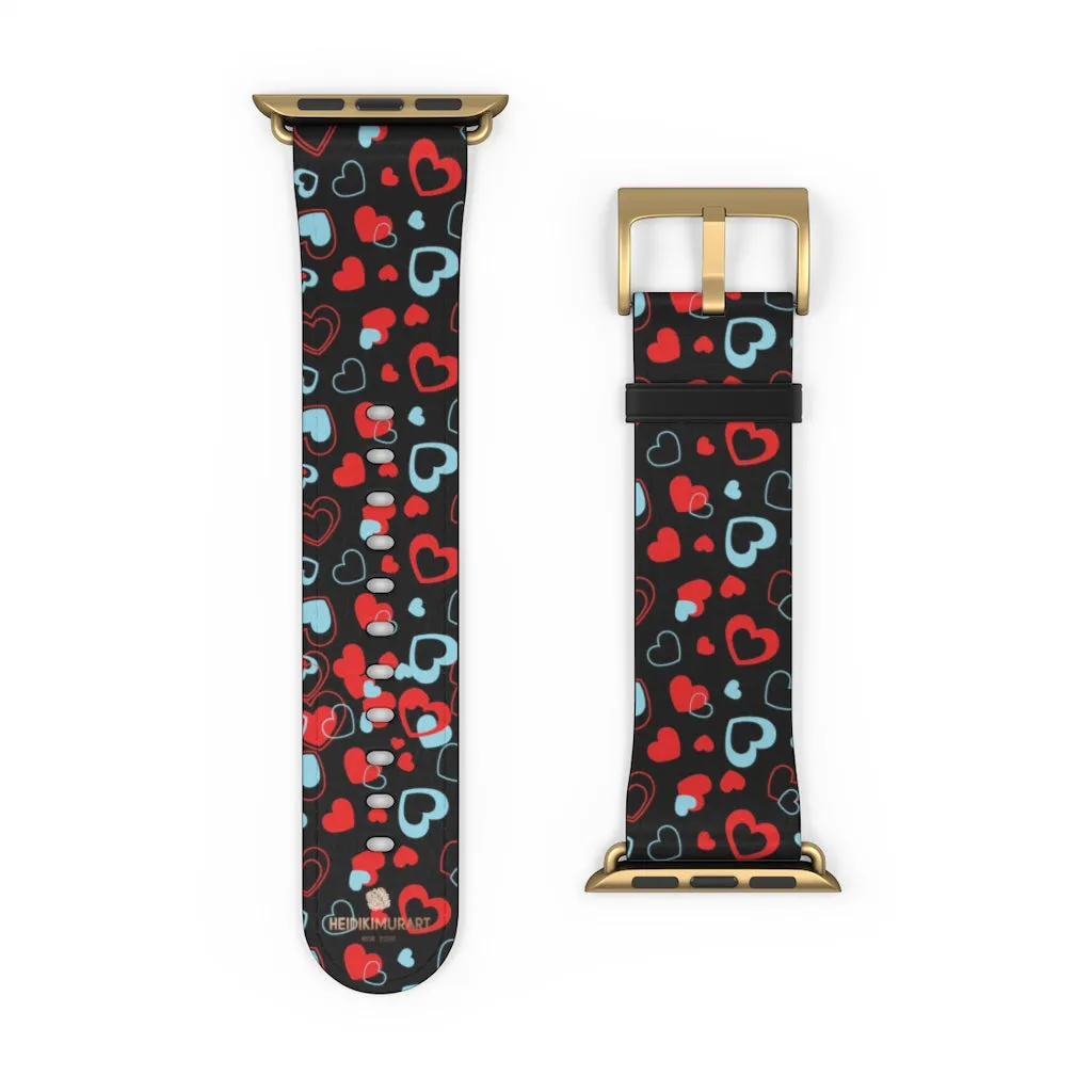 Red Hearts Apple Watch Band, Heart Shaped V Day Apple Watch Bands - Made in USA