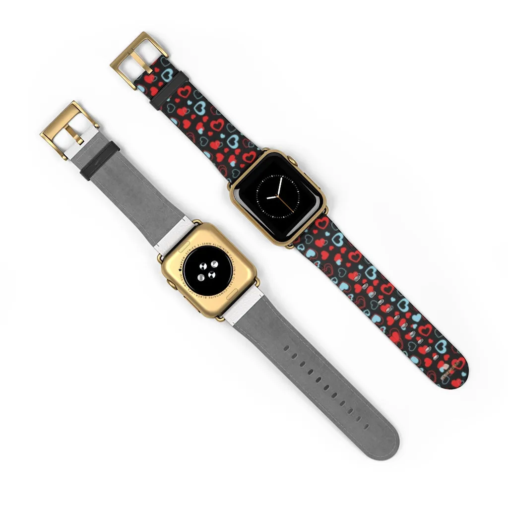 Red Hearts Apple Watch Band, Heart Shaped V Day Apple Watch Bands - Made in USA