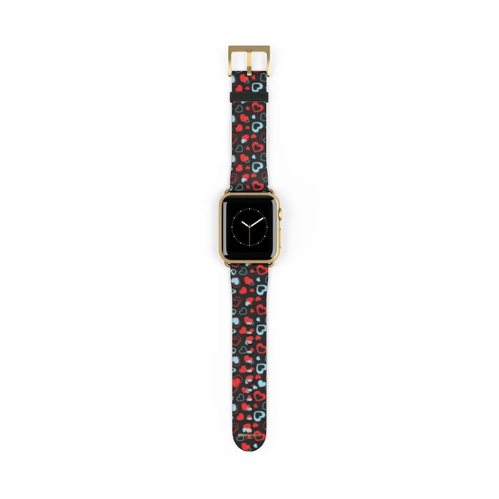 Red Hearts Apple Watch Band, Heart Shaped V Day Apple Watch Bands - Made in USA