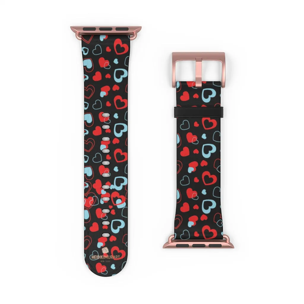 Red Hearts Apple Watch Band, Heart Shaped V Day Apple Watch Bands - Made in USA