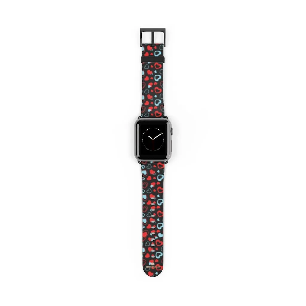 Red Hearts Apple Watch Band, Heart Shaped V Day Apple Watch Bands - Made in USA