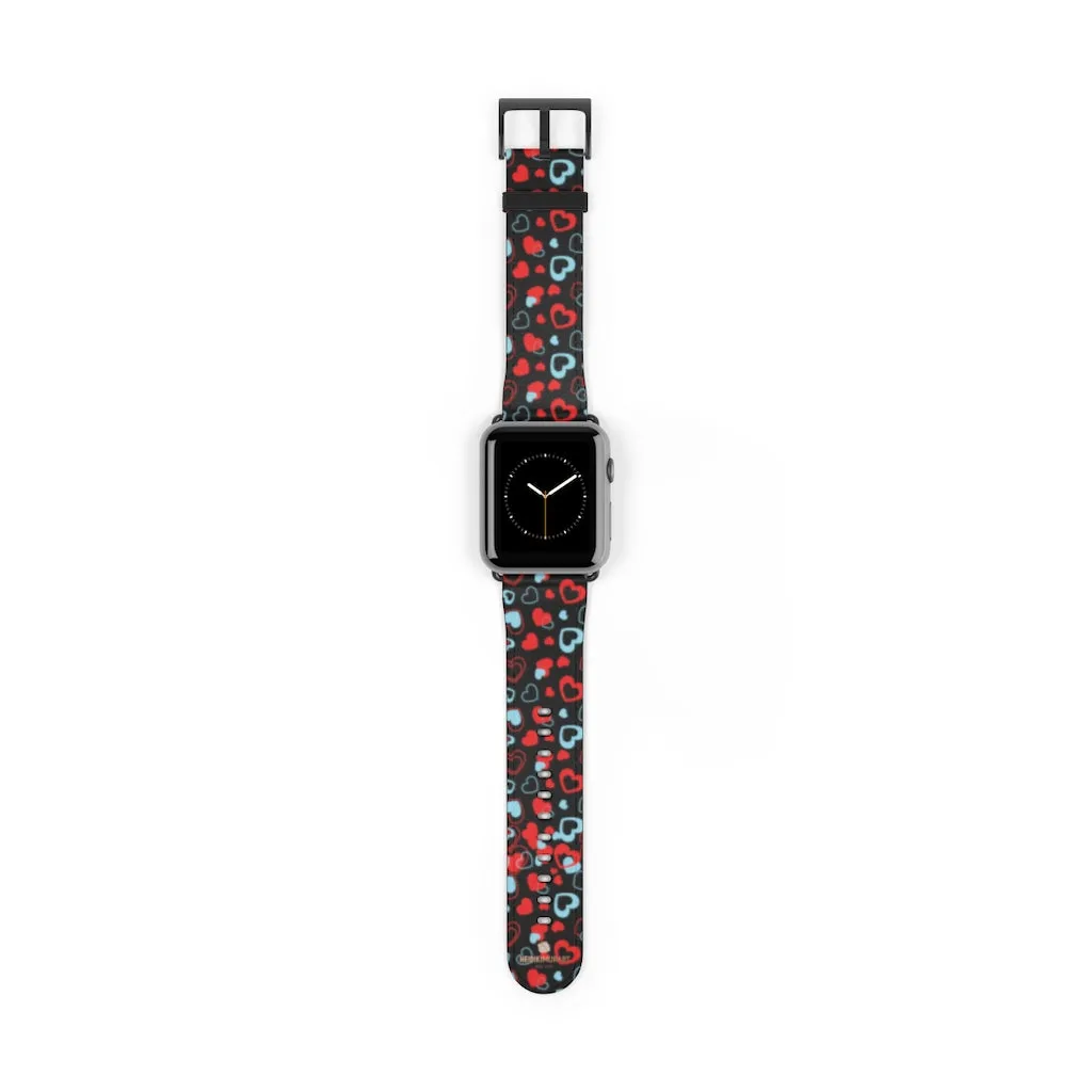 Red Hearts Apple Watch Band, Heart Shaped V Day Apple Watch Bands - Made in USA
