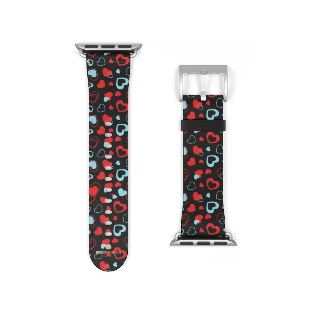 Red Hearts Apple Watch Band, Heart Shaped V Day Apple Watch Bands - Made in USA