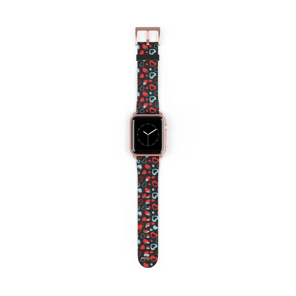 Red Hearts Apple Watch Band, Heart Shaped V Day Apple Watch Bands - Made in USA