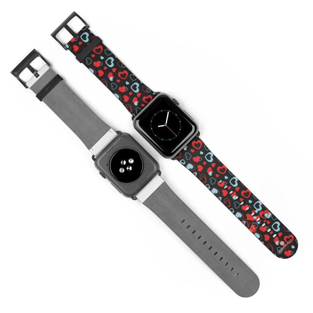 Red Hearts Apple Watch Band, Heart Shaped V Day Apple Watch Bands - Made in USA