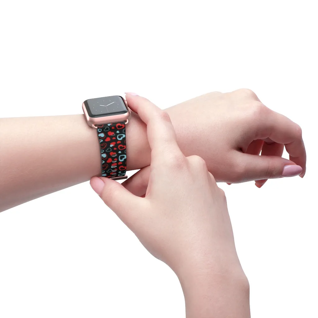 Red Hearts Apple Watch Band, Heart Shaped V Day Apple Watch Bands - Made in USA