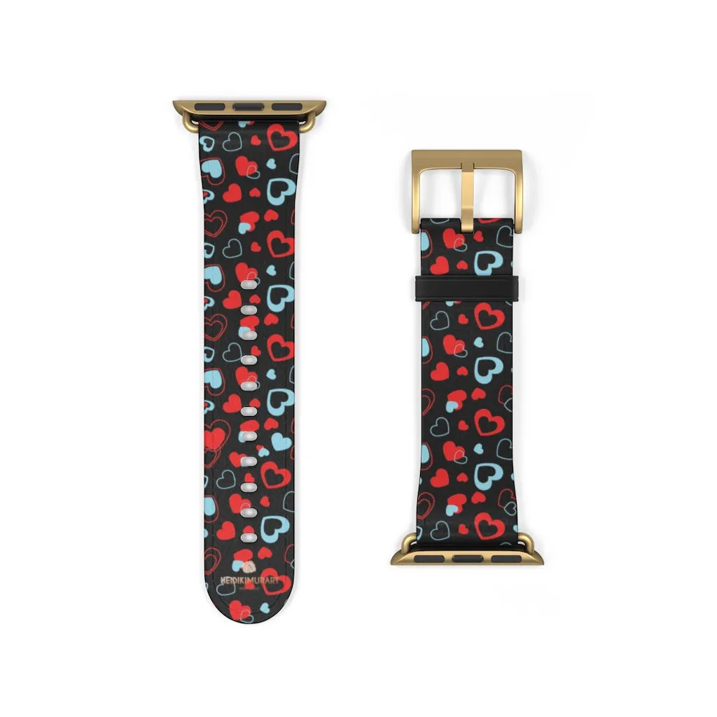 Red Hearts Apple Watch Band, Heart Shaped V Day Apple Watch Bands - Made in USA