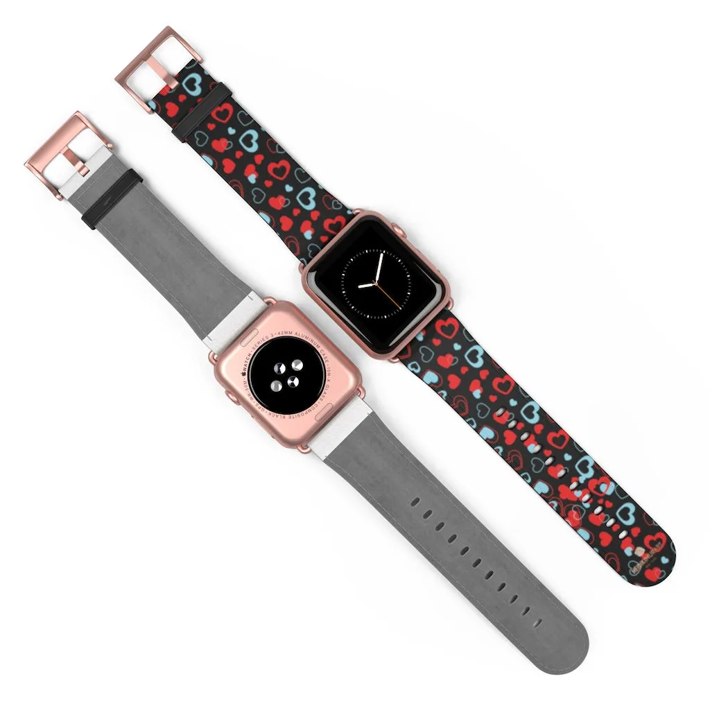 Red Hearts Apple Watch Band, Heart Shaped V Day Apple Watch Bands - Made in USA