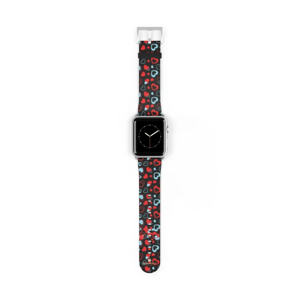 Red Hearts Apple Watch Band, Heart Shaped V Day Apple Watch Bands - Made in USA