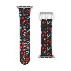 Red Hearts Apple Watch Band, Heart Shaped V Day Apple Watch Bands - Made in USA