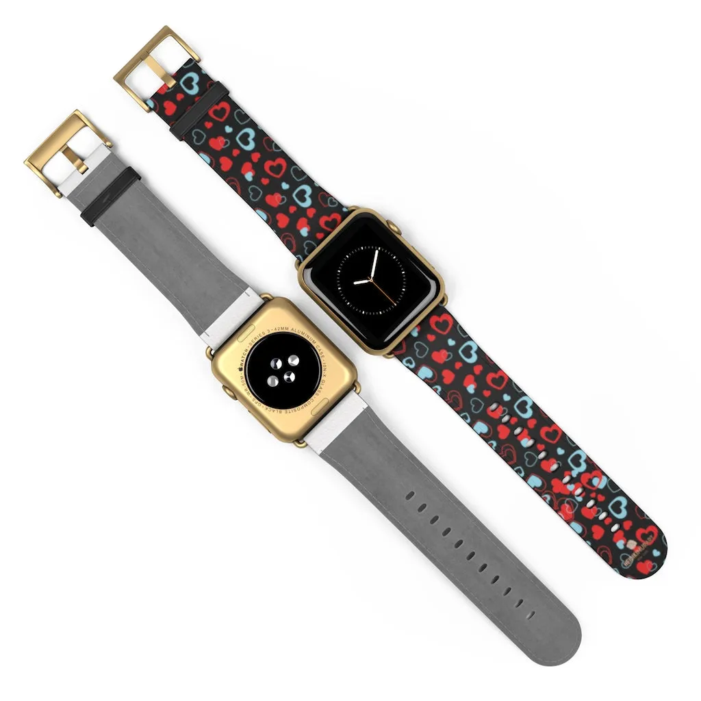 Red Hearts Apple Watch Band, Heart Shaped V Day Apple Watch Bands - Made in USA