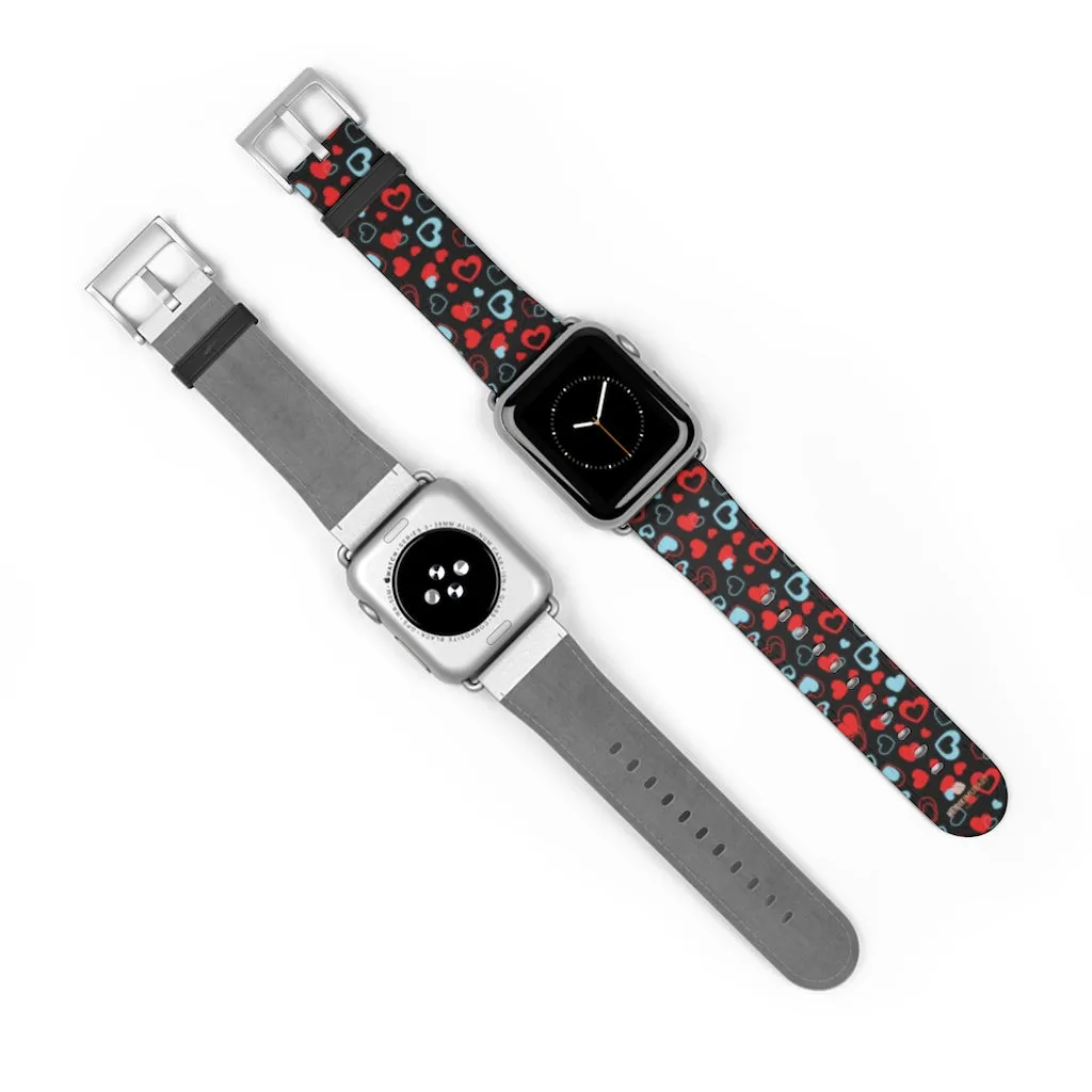 Red Hearts Apple Watch Band, Heart Shaped V Day Apple Watch Bands - Made in USA