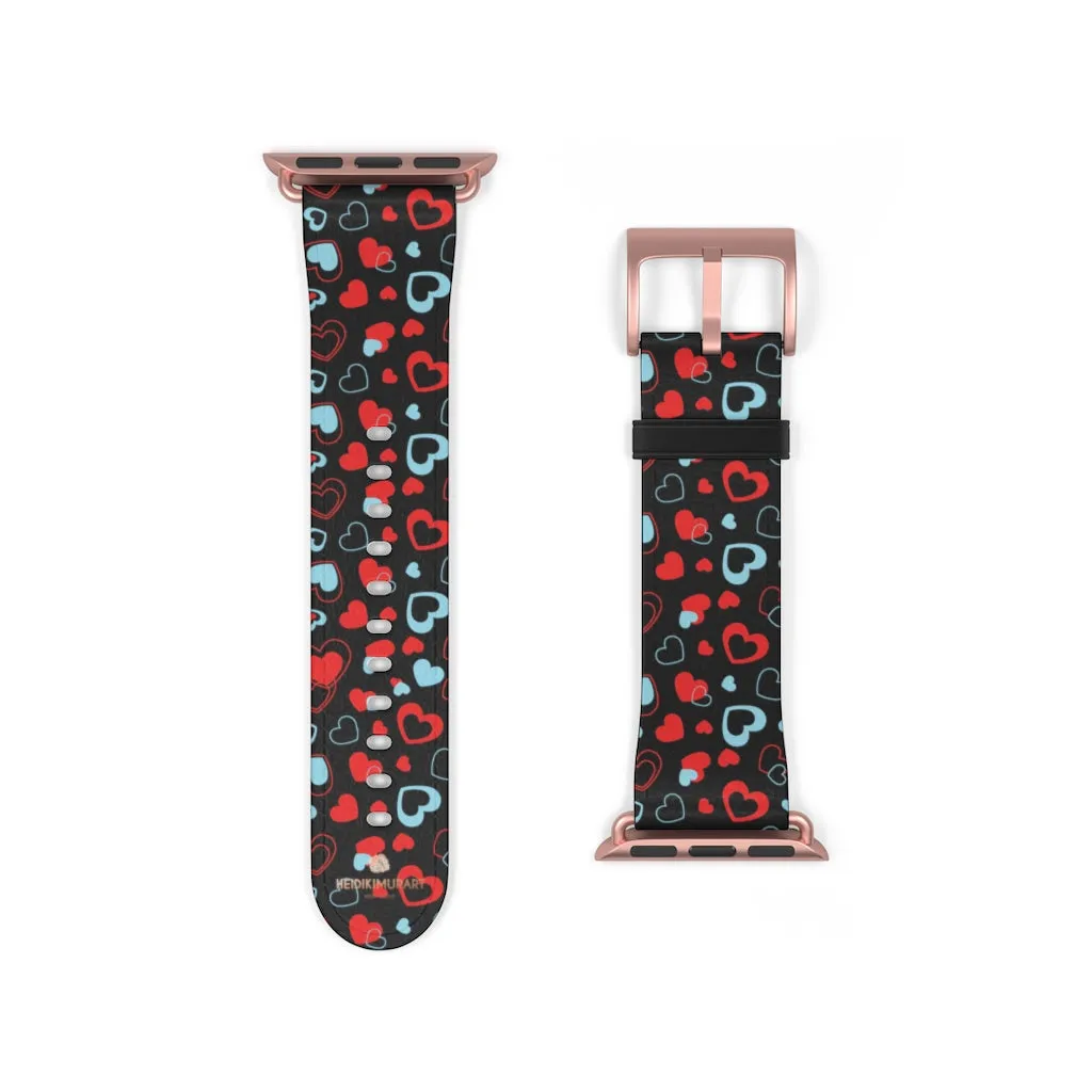 Red Hearts Apple Watch Band, Heart Shaped V Day Apple Watch Bands - Made in USA