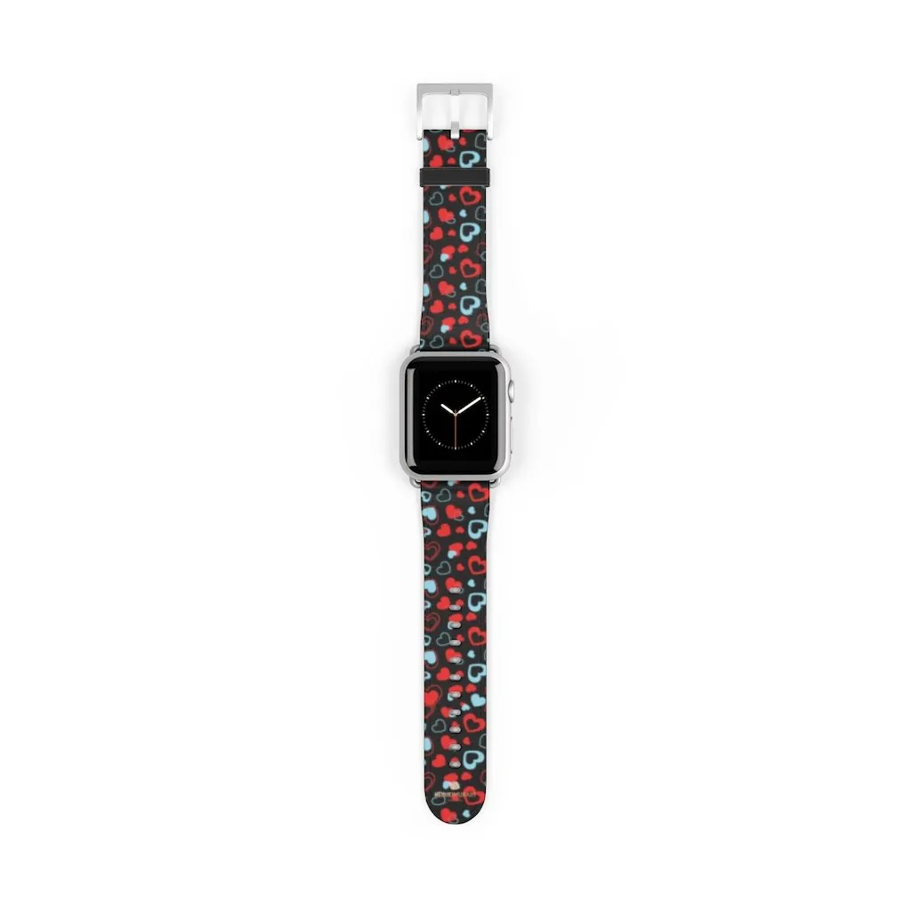Red Hearts Apple Watch Band, Heart Shaped V Day Apple Watch Bands - Made in USA