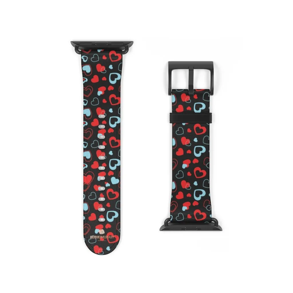 Red Hearts Apple Watch Band, Heart Shaped V Day Apple Watch Bands - Made in USA