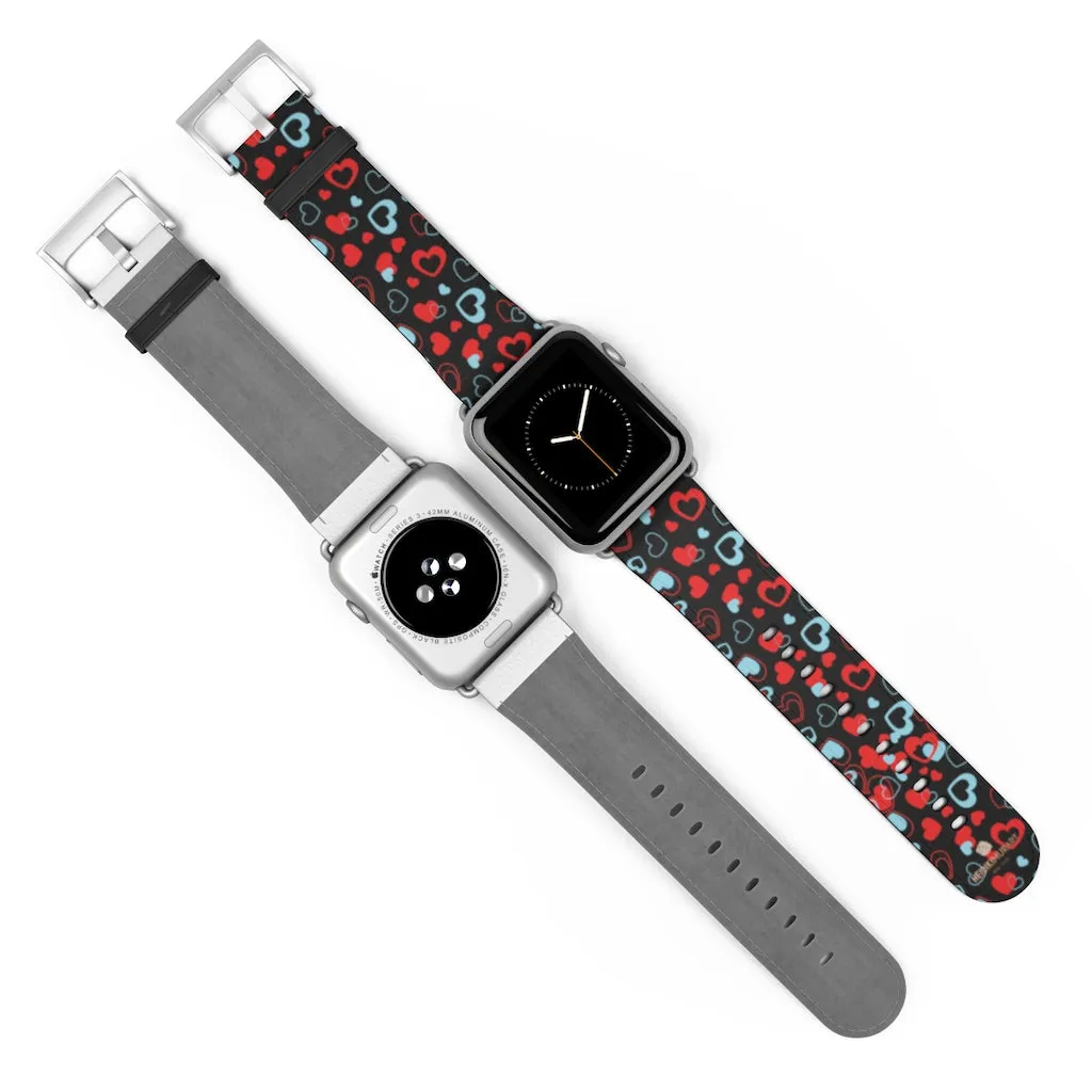 Red Hearts Apple Watch Band, Heart Shaped V Day Apple Watch Bands - Made in USA