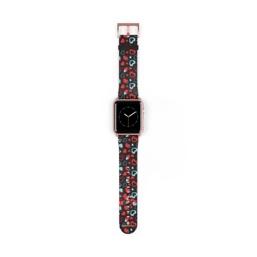 Red Hearts Apple Watch Band, Heart Shaped V Day Apple Watch Bands - Made in USA