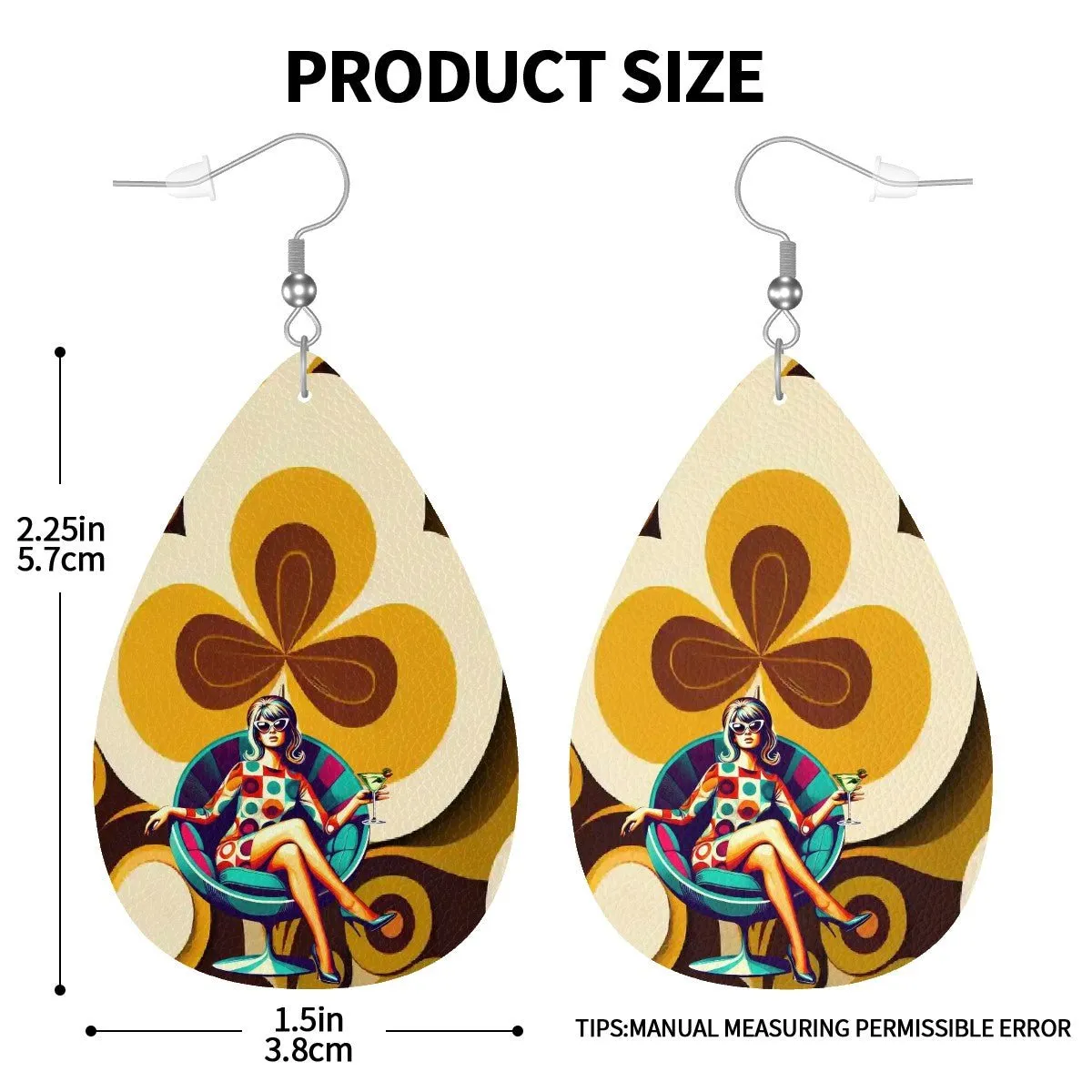 Retro 70s Mod Teardrop Earrings, Mid Century Modern Funky Accessories, Vintage Style Groovy Statement Jewelry