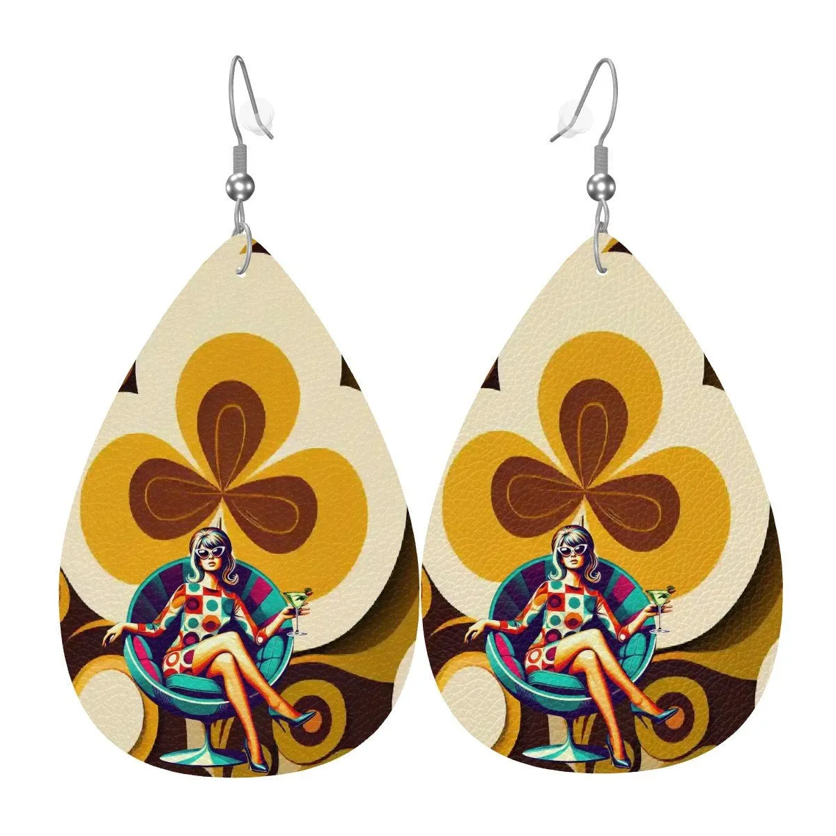 Retro 70s Mod Teardrop Earrings, Mid Century Modern Funky Accessories, Vintage Style Groovy Statement Jewelry