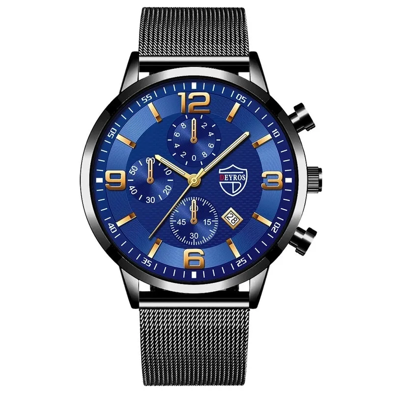 Retro Geometric Single Folding Buckle Quartz Men's Watches