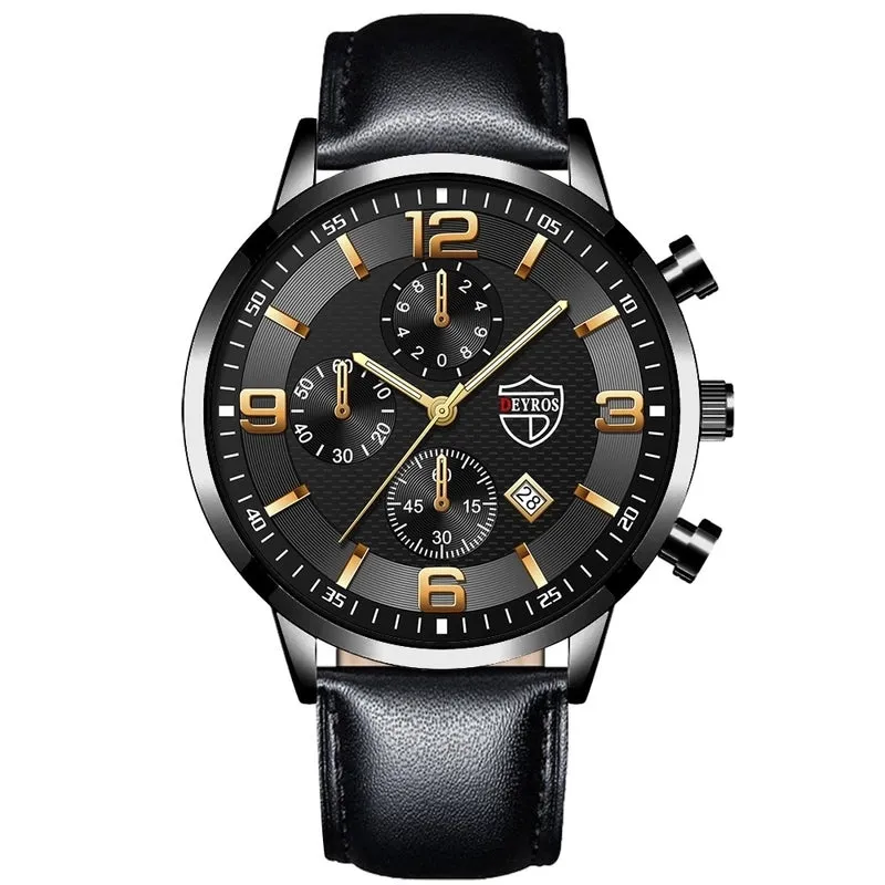 Retro Geometric Single Folding Buckle Quartz Men's Watches