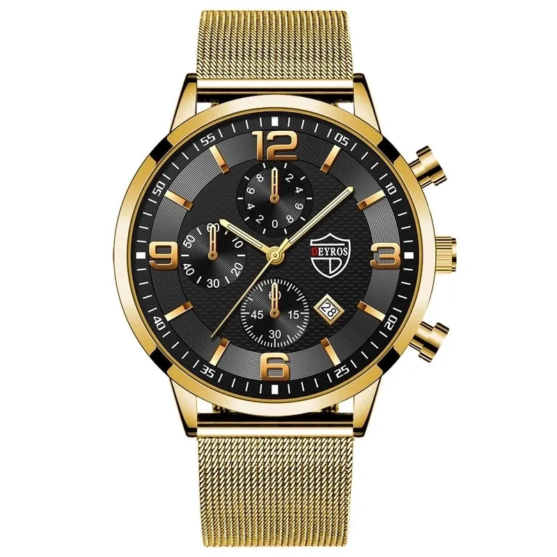 Retro Geometric Single Folding Buckle Quartz Men's Watches