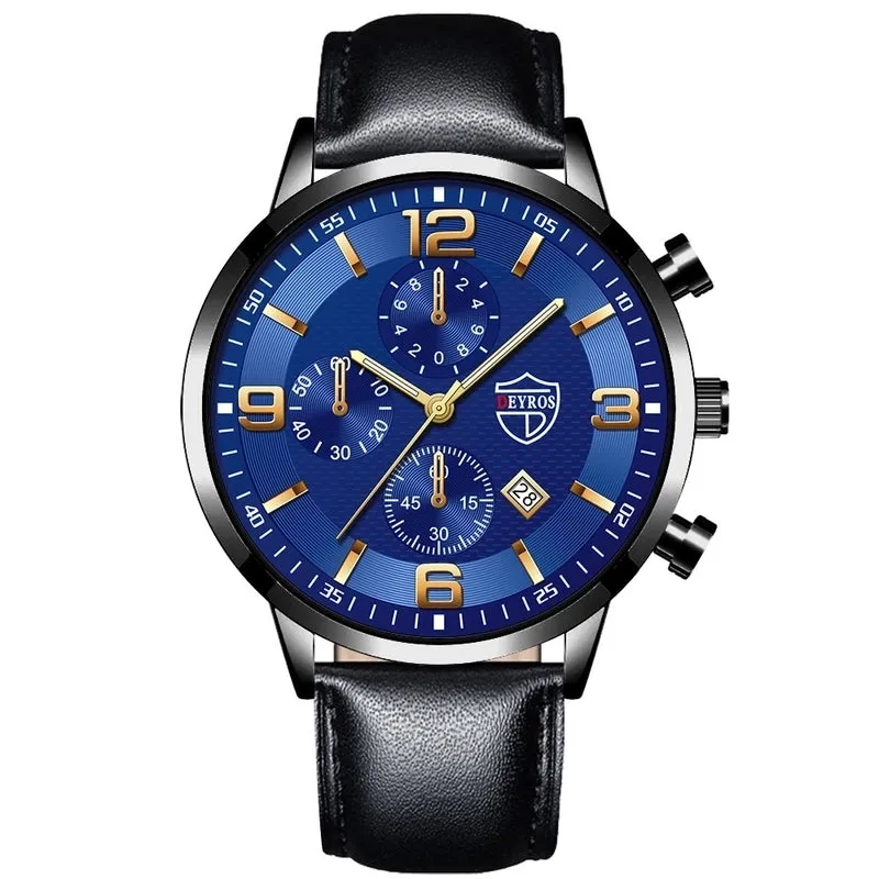 Retro Geometric Single Folding Buckle Quartz Men's Watches