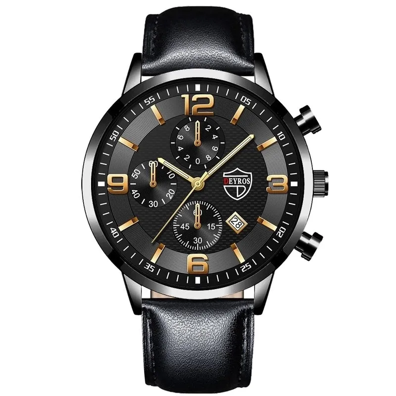Retro Geometric Single Folding Buckle Quartz Men's Watches