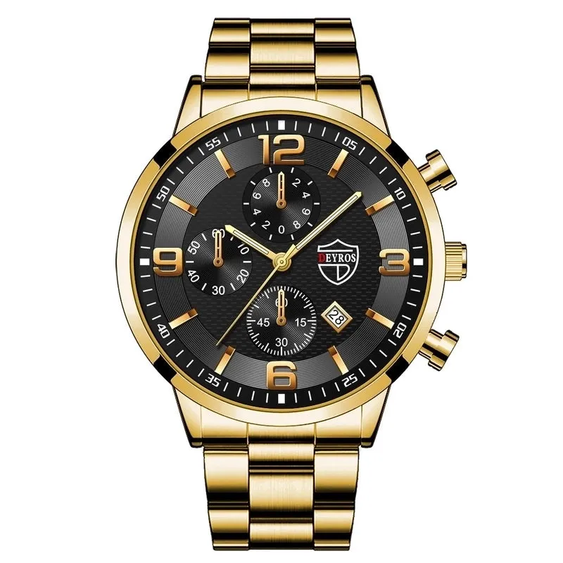 Retro Geometric Single Folding Buckle Quartz Men's Watches