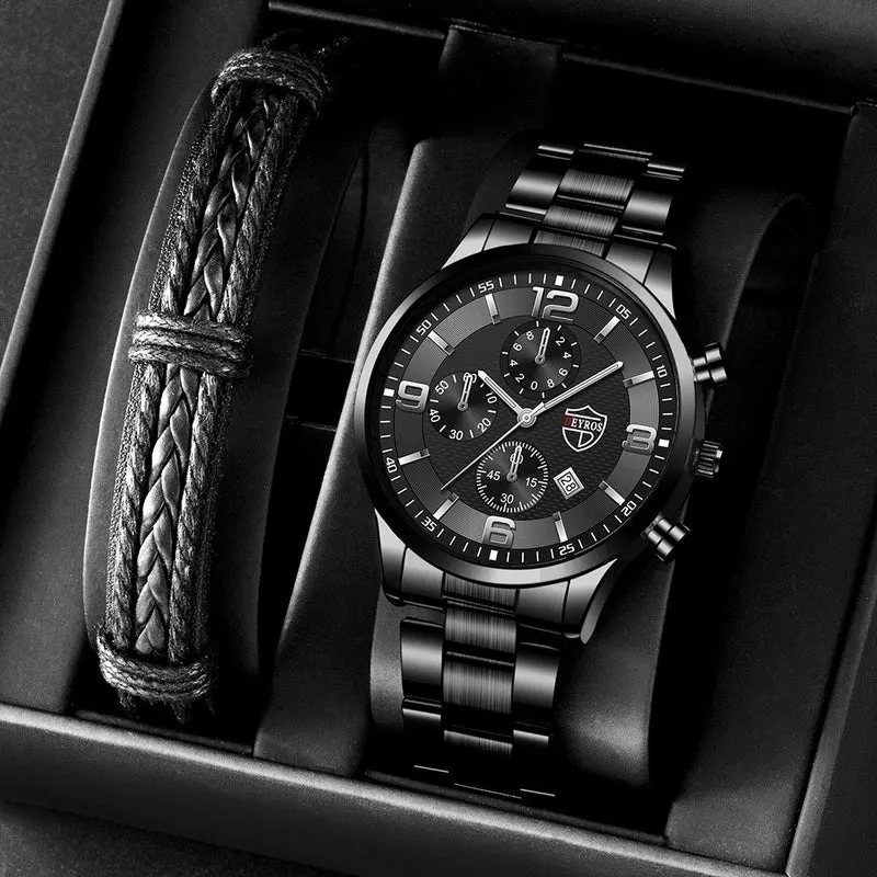 Retro Geometric Single Folding Buckle Quartz Men's Watches