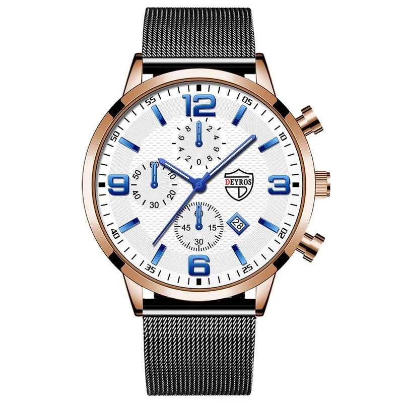 Retro Geometric Single Folding Buckle Quartz Men's Watches