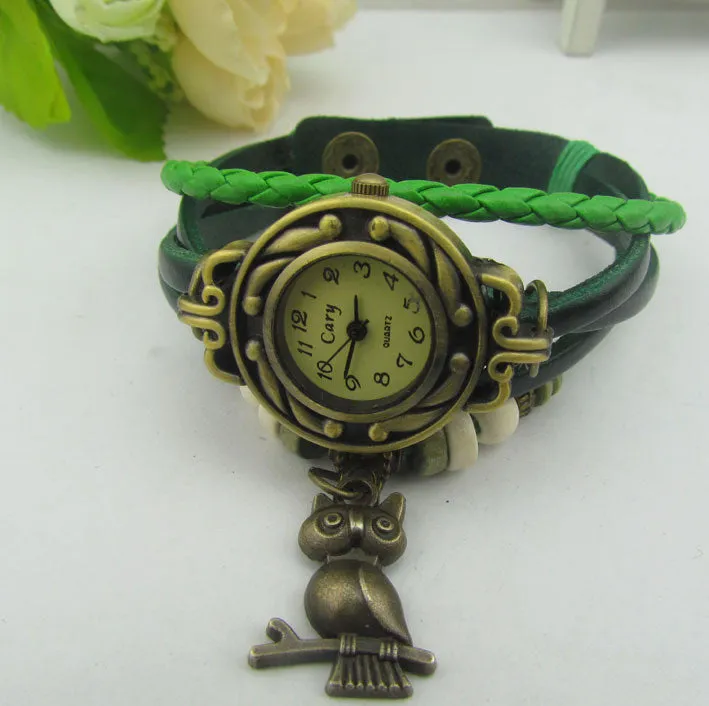 Retro Style Owl Pendant Woven Watch