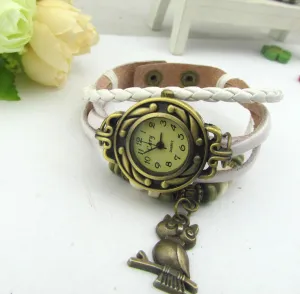 Retro Style Owl Pendant Woven Watch