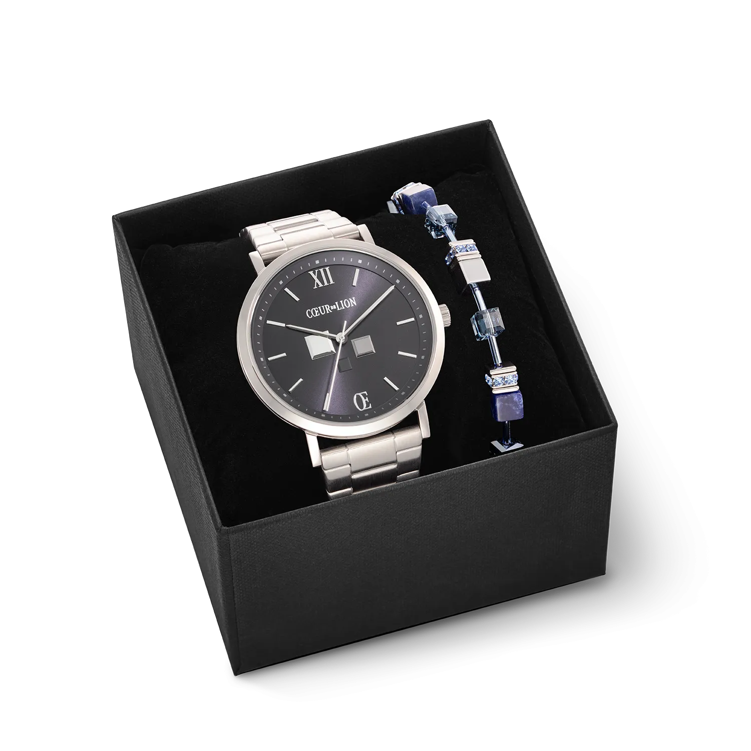 Round Statement Unisex Midnight Blue  & Bracelet GeoCUBE® Iconic Precious Blue