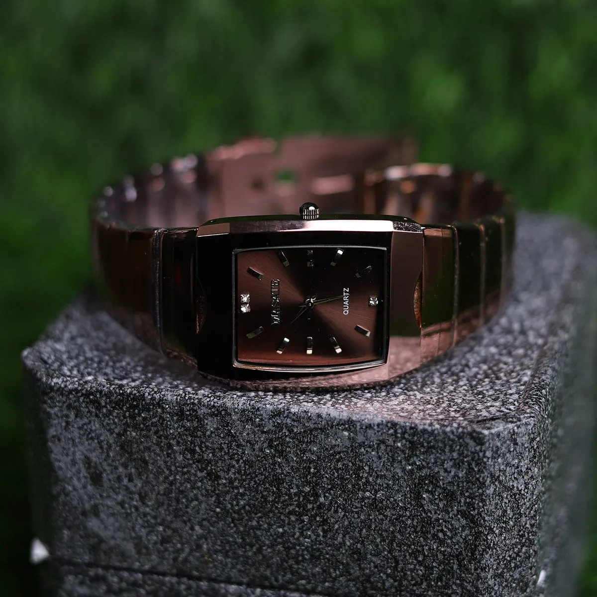 Scratch Less Brown Chain Crystal Touch Men Watch