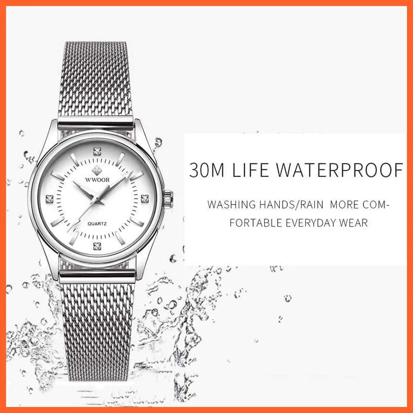 Small Watch Women Luxury Brand Everyday Dress Bracelet Watches Silver Stainless Steel Diamond Wrist Watch For Women Wristwatches
