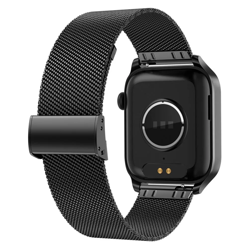 Smart Watch Bluetooth Call Heart Rate Monitor Fitness Activity Tracker for Android iOS Phone Black Steel Style