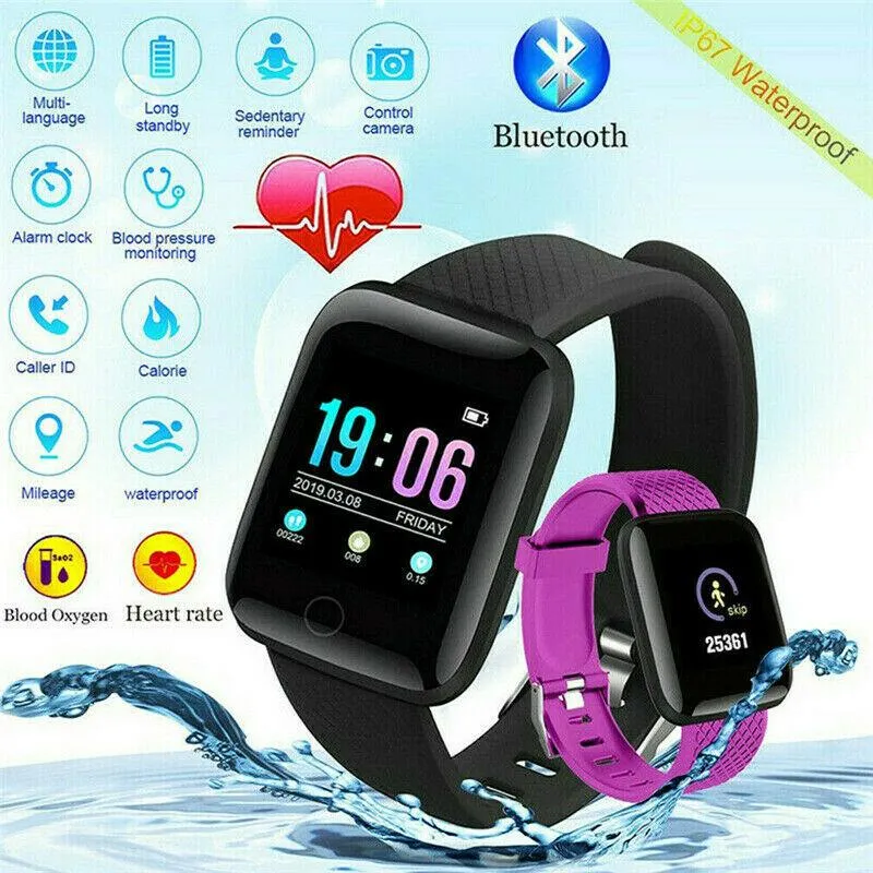 Smart Watch Bluetooth Heart Rate Blood Pressure Fitness Activity Tracker