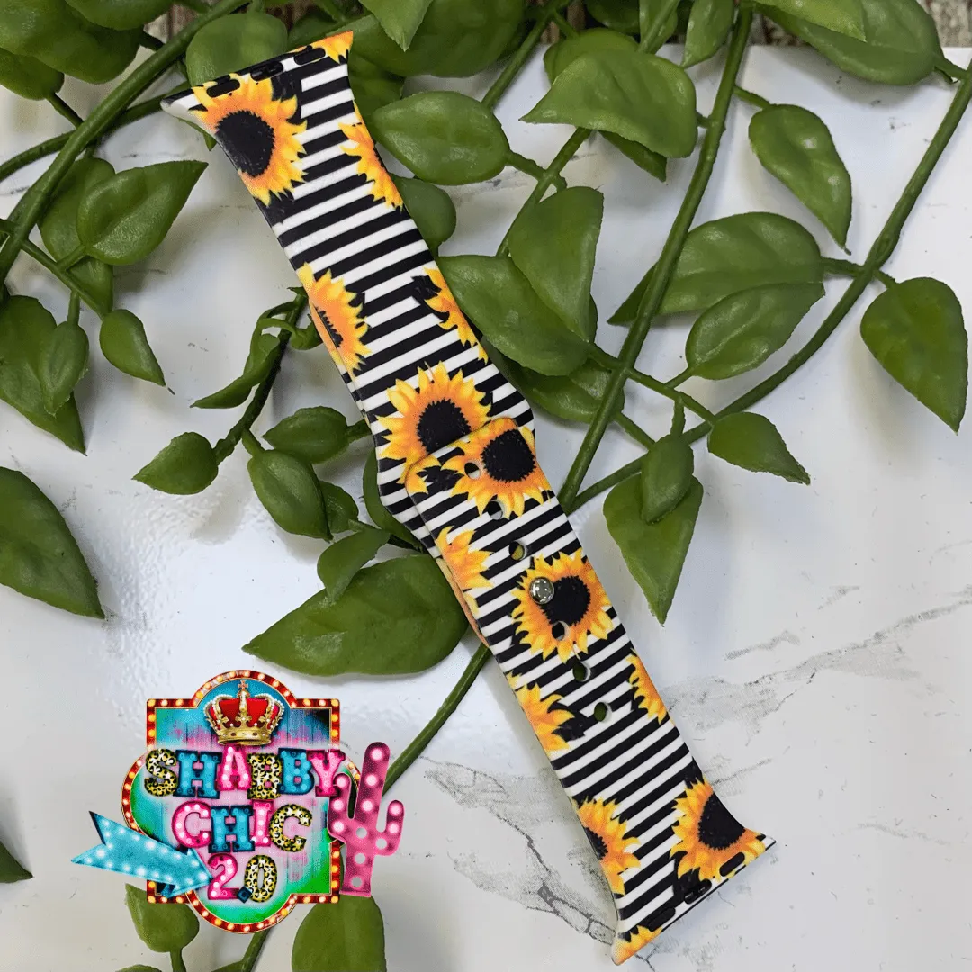 Sunflower and Stripes Print Watchbands