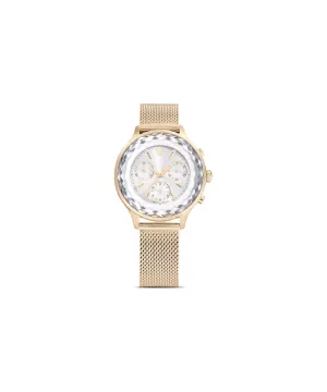 SWAROVSKI NOVA CHRONO WATCH, SWISS MADE, METAL BRACELET, GOLD TONE CHAMPAGNE GOLD-TONE FINISH