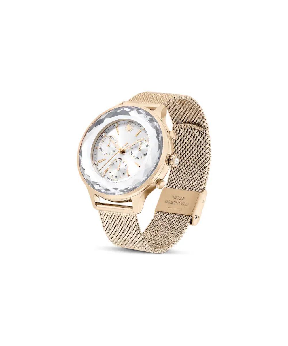 SWAROVSKI NOVA CHRONO WATCH, SWISS MADE, METAL BRACELET, GOLD TONE CHAMPAGNE GOLD-TONE FINISH