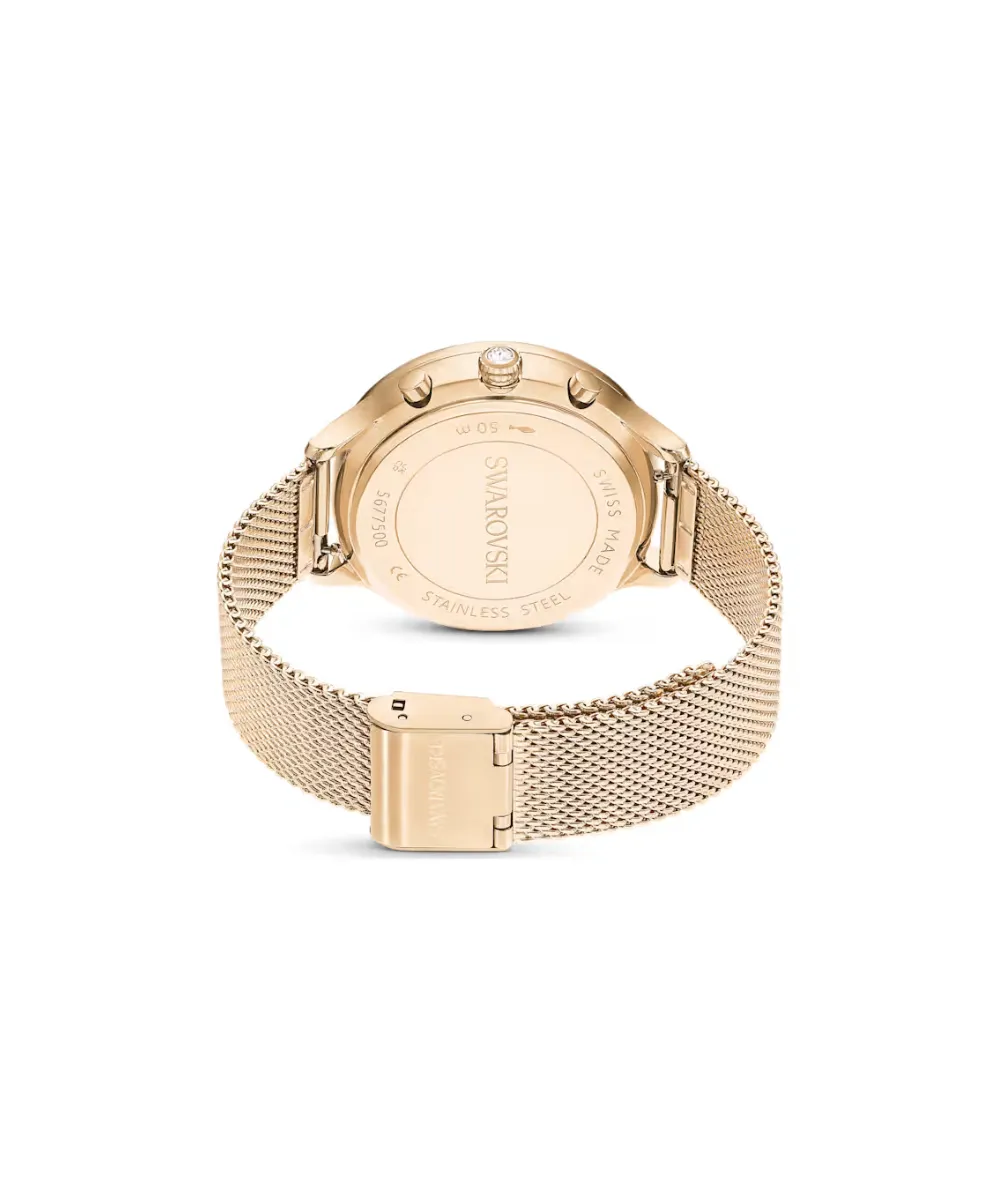 SWAROVSKI NOVA CHRONO WATCH, SWISS MADE, METAL BRACELET, GOLD TONE CHAMPAGNE GOLD-TONE FINISH