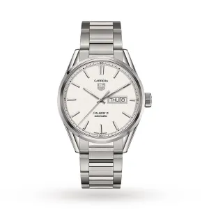 Tag Heuer Carrera Calibre 5 Day-Date Automatic Grey Dial Steel Men's Watch - WAR201B.BA0723