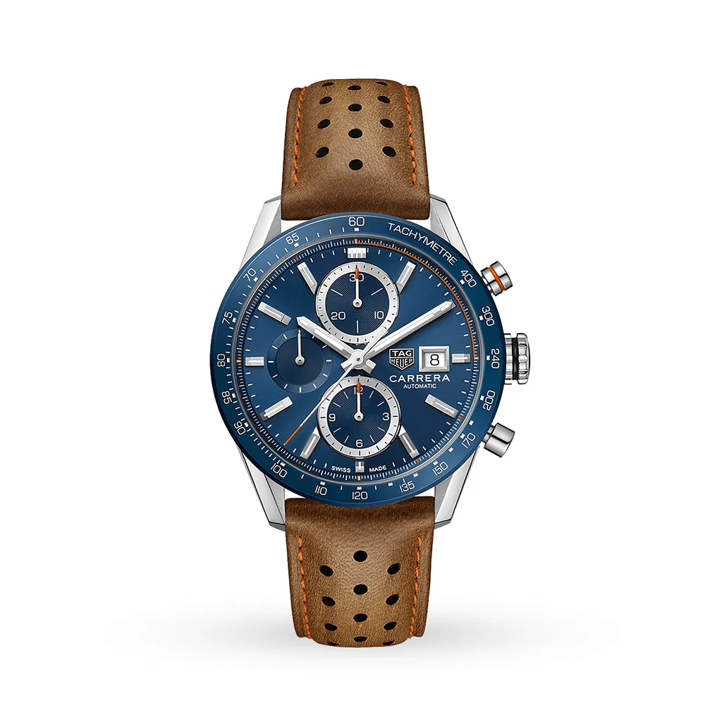 TAG Heuer Carrera Men's Brown Leather Strap Watch - CBM2112.FC6455