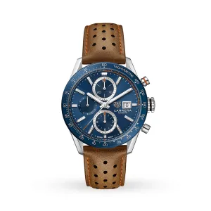 TAG Heuer Carrera Men's Brown Leather Strap Watch - CBM2112.FC6455