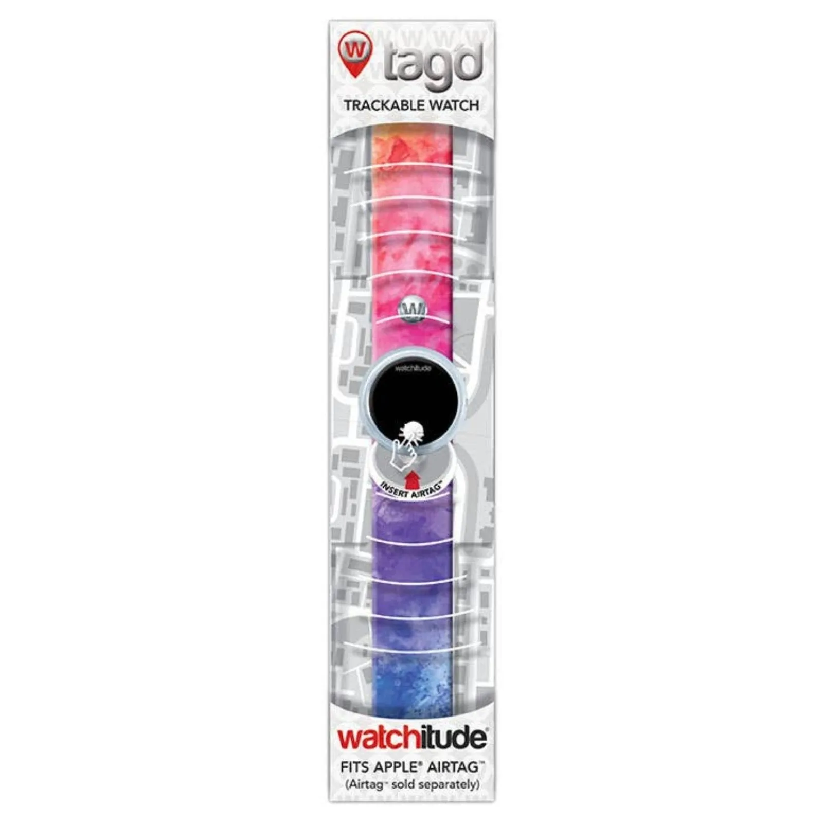Tag'd Trackable Air Tag Watch - Rainbow Tie Dye