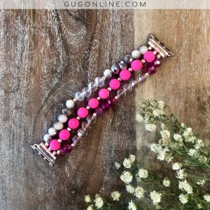 The Lexi | Three Strand Apple Watch Band in Hot Pink