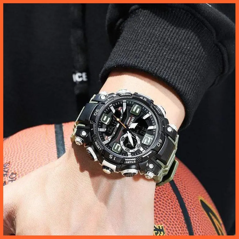 Top Luxury Watches Men Dual Display Watch | Waterproof Sports Led Wristwatch Mens Military Army Watch