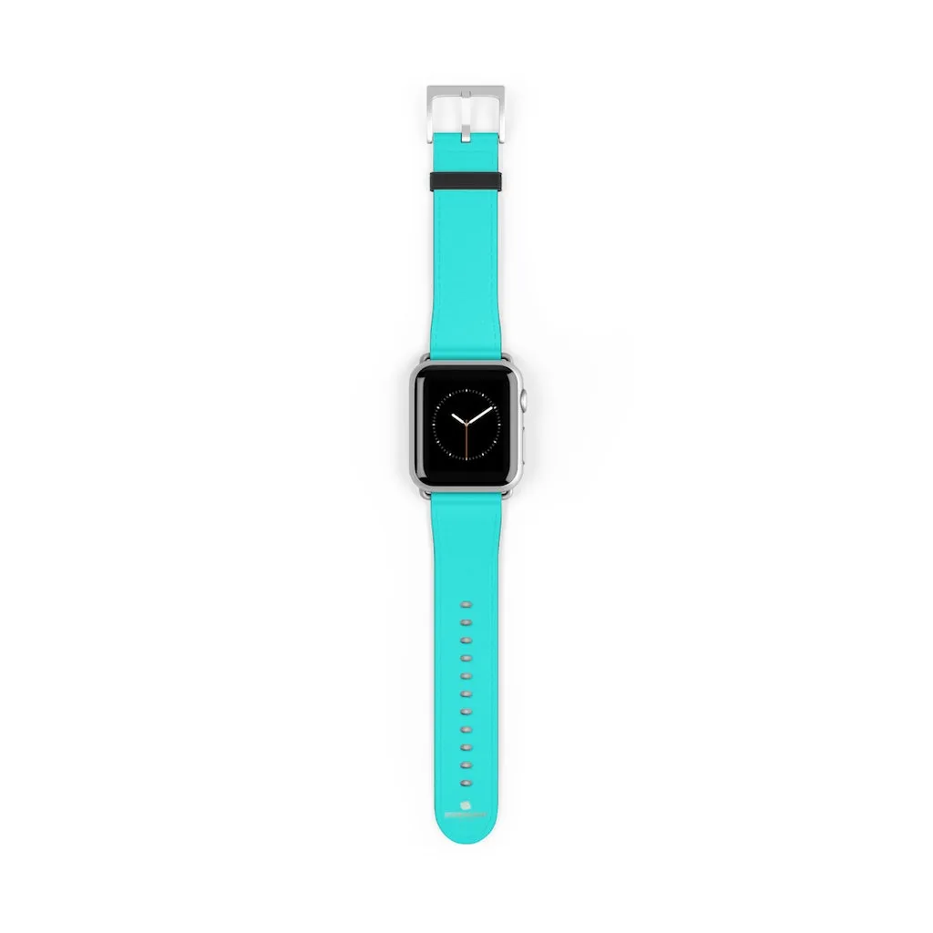 Turquoise Blue Watch Band, Best Solid Color 38mm/42mm Watch Band For Apple Watches- Made in USA