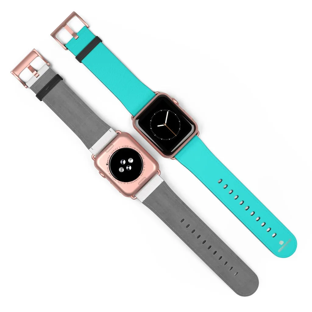 Turquoise Blue Watch Band, Best Solid Color 38mm/42mm Watch Band For Apple Watches- Made in USA